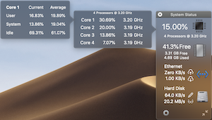 Cpu Activity in the System Status Window